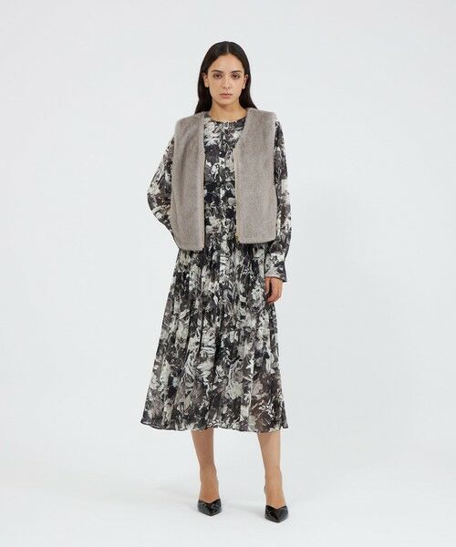 EPOCA / エポカ ノーカラージャケット | エコファーVネックジレ | 詳細3