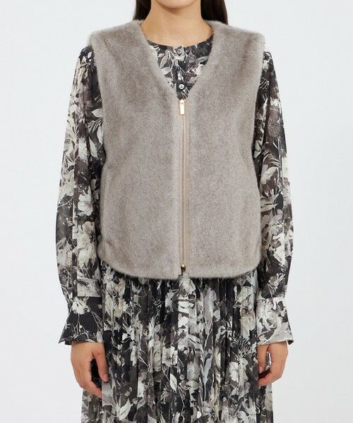 EPOCA / エポカ ノーカラージャケット | エコファーVネックジレ | 詳細6