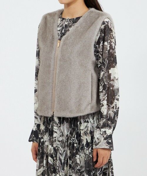 EPOCA / エポカ ノーカラージャケット | エコファーVネックジレ | 詳細7