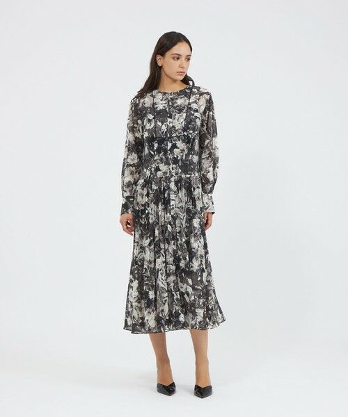 EPOCA / エポカ ロング・マキシ丈ワンピース | レイヤーフィオーレプリント プリーツドレス | 詳細1