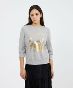 EPOCA / エポカ カットソー | フォイルロゴプリント スウェットプルオーバー