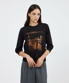 EPOCA / エポカ カットソー | フォイルロゴプリント スウェットプルオーバー