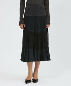 EPOCA / エポカ ロング・マキシ丈スカート | チュールコンビタフタ プリーツスカート