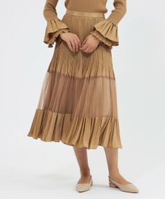 EPOCA / エポカ ロング・マキシ丈スカート | チュールコンビタフタ プリーツスカート