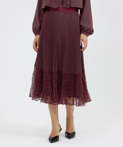EPOCA / エポカ ロング・マキシ丈スカート | レースコンビパウダリージョーゼット プリーツスカート