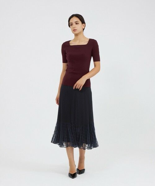 EPOCA / エポカ ロング・マキシ丈スカート | レースコンビパウダリージョーゼット プリーツスカート | 詳細1