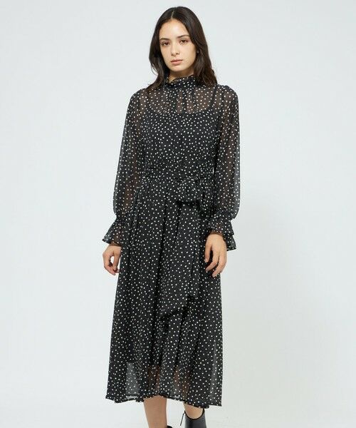 EPOCA / エポカ ロング・マキシ丈ワンピース | 【EPOCA STORIA】ドットプリントワンピース《WEB&EPOCA THE SHOP店舗限定》(ブラック1)