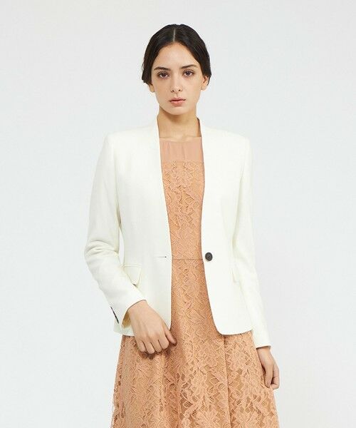 EPOCA/エポカ ストレッチフランネル Vカラージャケット オフホワイト1 40