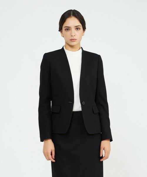 EPOCA/エポカ ストレッチフランネル Vカラージャケット ブラック1 38