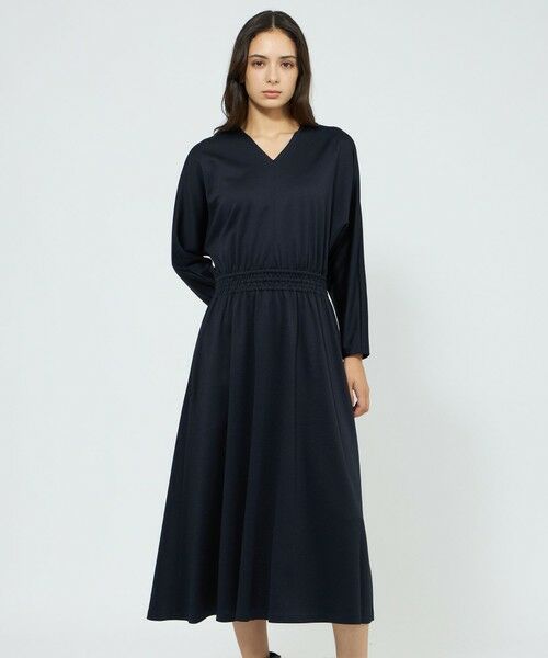EPOCA / エポカ ロング・マキシ丈ワンピース | ウールモックロディ ドルマンンピース(ネイビー2)