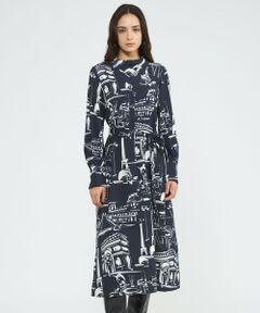 EPOCA / エポカ ロング・マキシ丈ワンピース | ランドスケーププリント サックワンピース