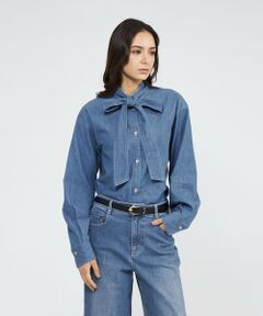 EPOCA / エポカ シャツ・ブラウス | ライトデニム ボウタイブラウス