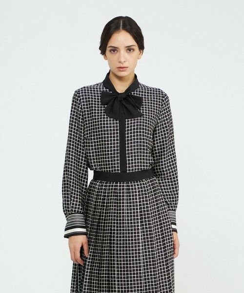 EPOCA / エポカ シャツ・ブラウス | バイカラージオメトリックプリント ボウタイブラウス | 詳細1