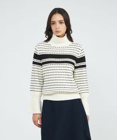 EPOCA / エポカ ニット・セーター | ウールラインボーダー タートルニット