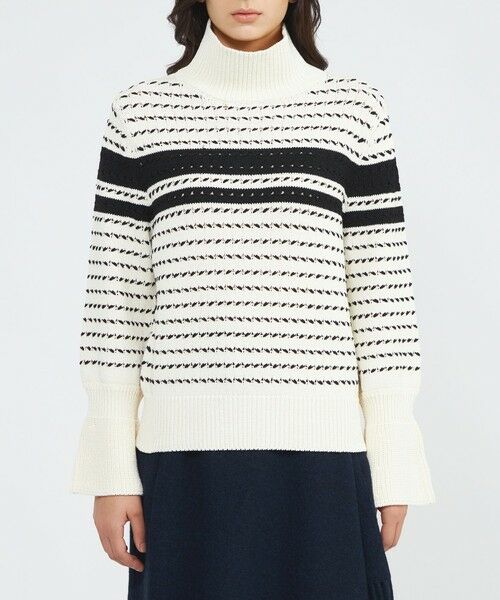 EPOCA / エポカ ニット・セーター | ウールラインボーダー タートルニット | 詳細5