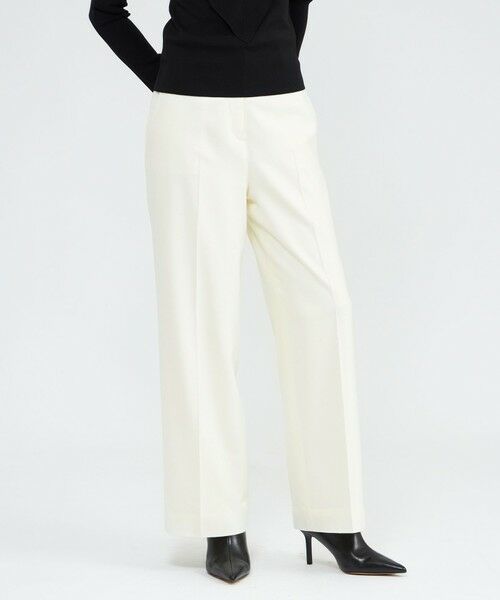 EPOCA / エポカ その他パンツ | ストレッチフランネル ワイドストレートパンツ(オフホワイト1)