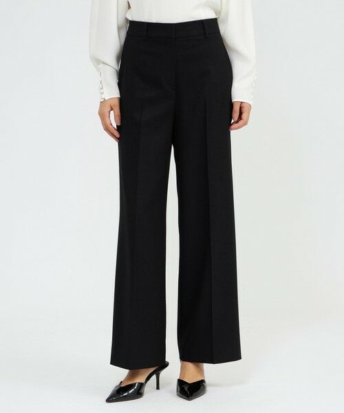 EPOCA / エポカ その他パンツ | ストレッチフランネル ワイドストレートパンツ(ブラック1)