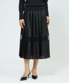 EPOCA / エポカ ロング・マキシ丈スカート | パンチングシンセティックレザー プリーツスカート