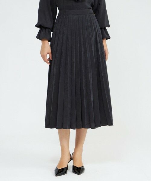 EPOCA/エポカ フィブリルサテン プリーツスカート ブラック1 38