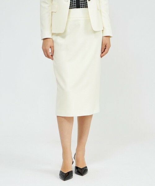 EPOCA / エポカ ロング・マキシ丈スカート | ストレッチフランネル タイトスカート(オフホワイト1)