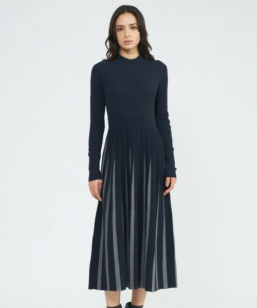 EPOCA / エポカ ロング・マキシ丈ワンピース | 【EPOCA STORIA】バイカラーニットドレス《WEB&EPOCA THE SHOP店舗限定》(ネイビー2)