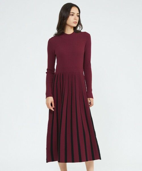 EPOCA / エポカ ロング・マキシ丈ワンピース | 【EPOCA STORIA】バイカラーニットドレス《WEB&EPOCA THE SHOP店舗限定》(ワイン2)