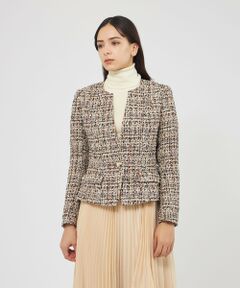 ファンシーツィード ノーカラージャケット