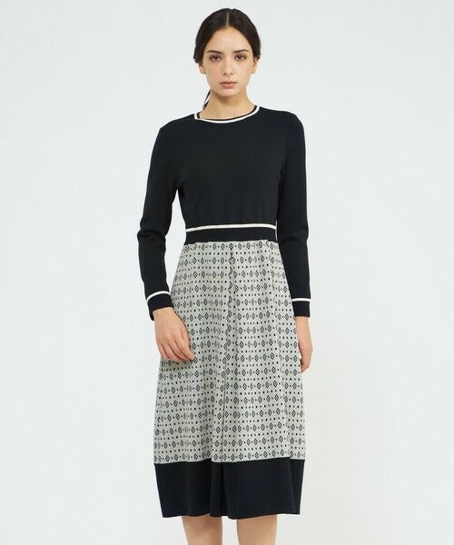 EPOCA/エポカ アセテートナイロンジャカード ニットワンピース ブラック1 38