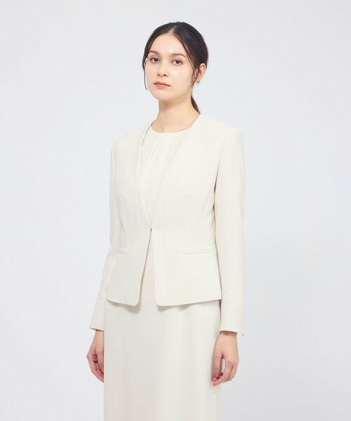 EPOCA / エポカ ノーカラージャケット | コンパクトダブルクロス ノーカラージャケット（オフホワイト1）