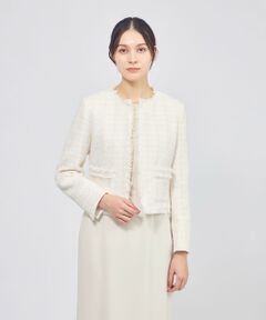 EPOCA / エポカ ノーカラージャケット | コットンファンシーツィード ノーカラージャケット