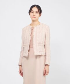 EPOCA / エポカ ノーカラージャケット | コットンファンシーツィード ノーカラージャケット