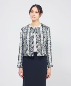 EPOCA / エポカ ノーカラージャケット | ミックスファンシーツィード ノーカラージャケット