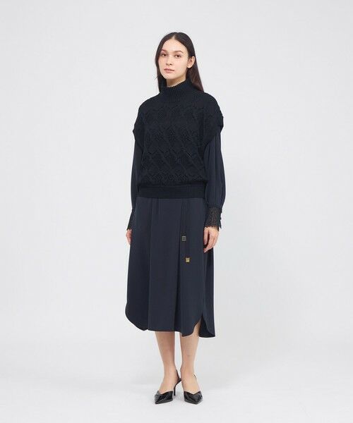 EPOCA / エポカ ロング・マキシ丈ワンピース | パウダリーダブルクロス レースコンビワンピース | 詳細3