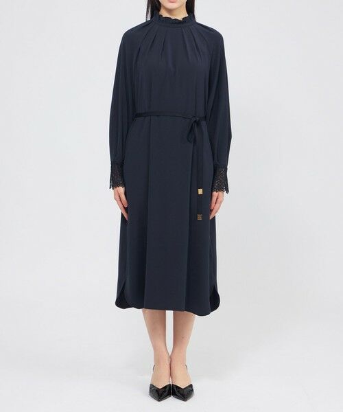 EPOCA / エポカ ロング・マキシ丈ワンピース | パウダリーダブルクロス レースコンビワンピース | 詳細4