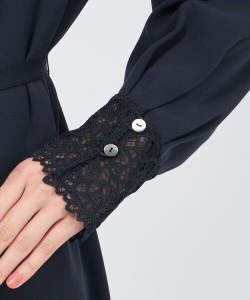 EPOCA / エポカ ロング・マキシ丈ワンピース | パウダリーダブルクロス レースコンビワンピース | 詳細9