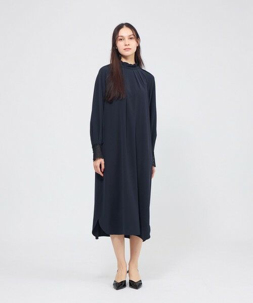 EPOCA / エポカ ロング・マキシ丈ワンピース | パウダリーダブルクロス レースコンビワンピース | 詳細1