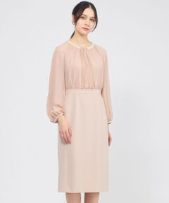 EPOCA / エポカ ロング・マキシ丈ワンピース | コンパクトダブルクロス シフォンコンビドレス