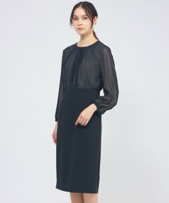 EPOCA / エポカ ロング・マキシ丈ワンピース | コンパクトダブルクロス シフォンコンビドレス