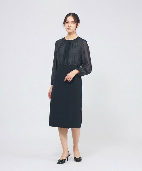 EPOCA / エポカ ロング・マキシ丈ワンピース | コンパクトダブルクロス シフォンコンビドレス | 詳細6