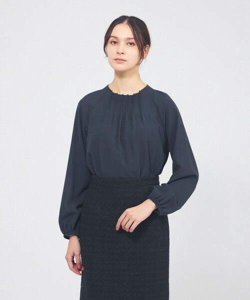EPOCA / エポカ シャツ・ブラウス | ドライオーガンジー タックブラウス（ネイビー2）