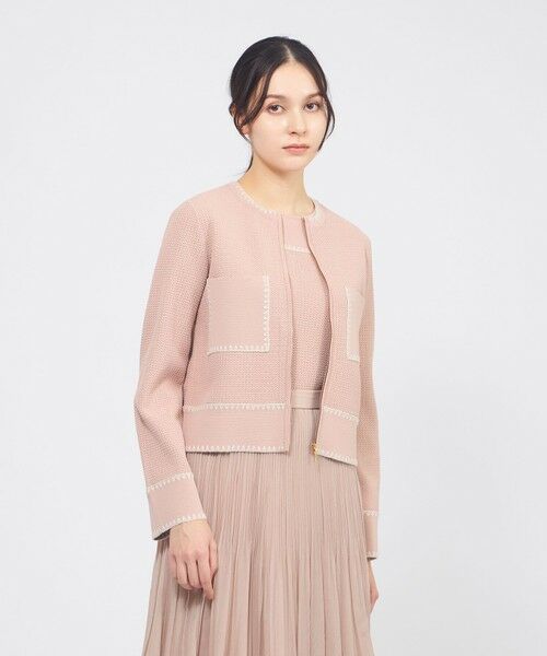 EPOCA / エポカ ニット・セーター | トリミングニット ジップアップジャケット（ピンク3）