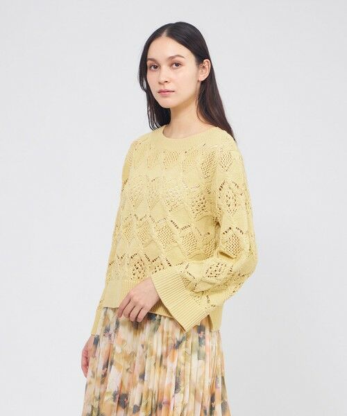 EPOCA / エポカ ニット・セーター | ケーブルニット ベルスリーブプルオーバー（イエロー3）