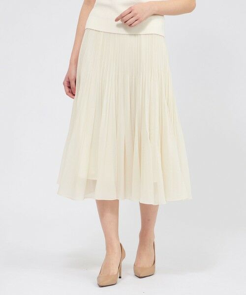 EPOCA / エポカ ロング・マキシ丈スカート | シアークロス プリーツスカート（オフホワイト1）