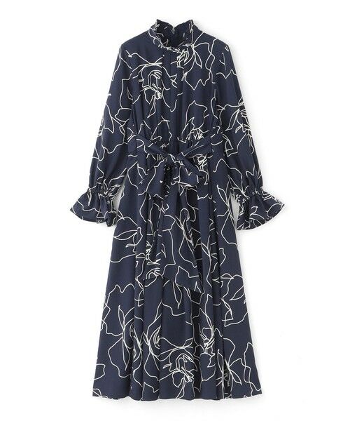 EPOCA / エポカ ロング・マキシ丈ワンピース | 【EPOCA STORIA】アブストラクトプリントドレス《WEB＆EPOCA THE SHOP店舗限定》（ネイビー2）