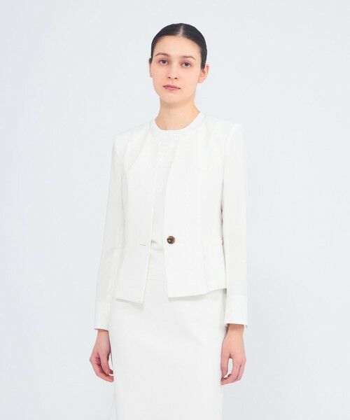 EPOCA / エポカ ノーカラージャケット | ドライコンフォートツイル ノーカラージャケット（ホワイト1）