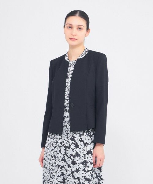 EPOCA / エポカ ノーカラージャケット | ドライコンフォートツイル ノーカラージャケット（ネイビー2）