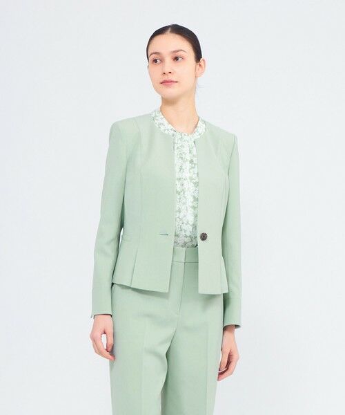 EPOCA / エポカ ノーカラージャケット | ドライコンフォートツイル ノーカラージャケット（グリーン3）