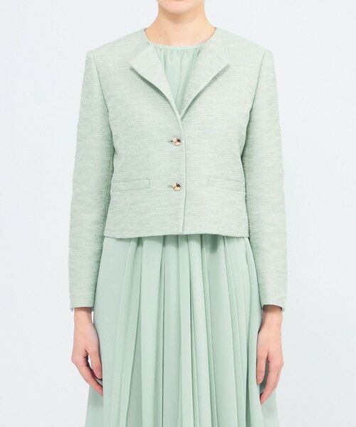 EPOCA / エポカ ノーカラージャケット | メタルギアツイード トライアングルカラージャケット | 詳細4