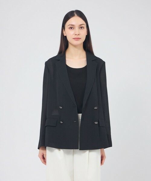 EPOCA / エポカ ノーカラージャケット | トリアセシアースラブ ダブルブレストジャケット（ネイビー2）