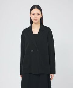 EPOCA / エポカ ノーカラージャケット | シアーコットンナイロン ダブルブレストニットジャケット